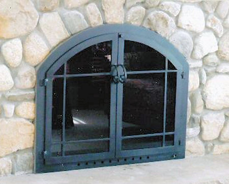 Nantucket Window-Pane All black finish, twin doors standard handles and smoked glass. Comes with gate mesh spark screens.